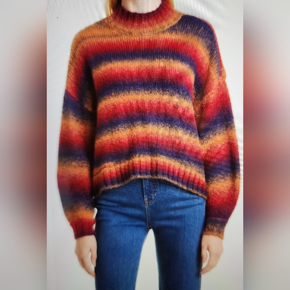 Sweaters - NWT Pistola Large merlot academia stripe sweater